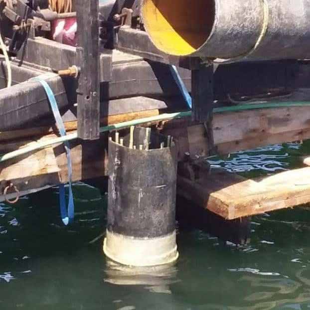 Marina pile with FRP rebar in seawater